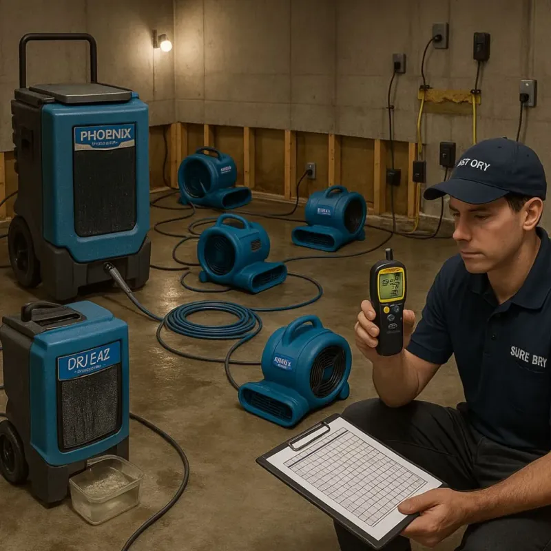 Structural Drying and Dehumidification process in South Windsor, CT